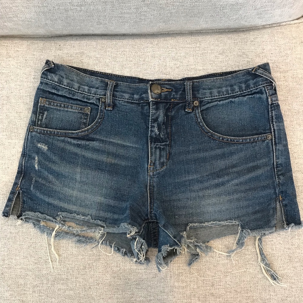 Free People distressed denim cut off shorts